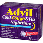 Advil Cold, Cough & Flu Nighttime Analgesic+Antihistamine+Cough Suppressant Liqui-Gels 36 Capsules