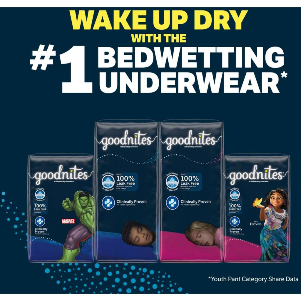 Goodnites Boys' Nighttime Bedwetting Underwear, Size Extra Large (95-140+ lbs), 9 Ct