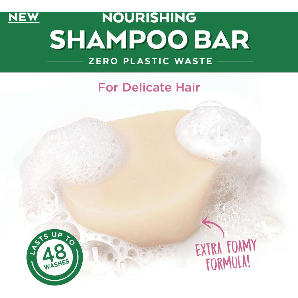 Garnier Whole Blends Oat Delicacy Softening Shampoo Bar for Delicate Hair, Zero Plastic Packaging, Preservative Free, Silicone Free, Soap & Dye Free, with Rice Cream and Oat Milk, 60G