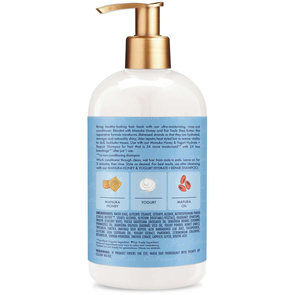 SheaMoisture Manuka Honey & Yogurt Hydrate & Repair Conditioner for Damaged Wavy & Curly hair with Mafura & Baobab Oils 384 ml