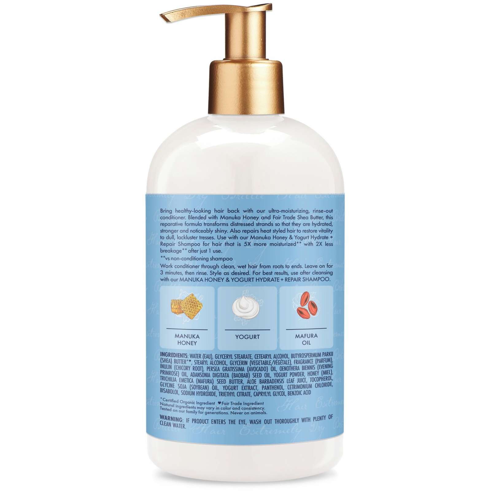 SheaMoisture Manuka Honey & Yogurt Hydrate & Repair Conditioner for Damaged Wavy & Curly hair with Mafura & Baobab Oils 384 ml