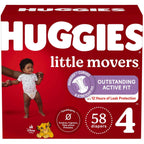 Huggies Little Movers Baby Diapers, Size 4, 58 Count