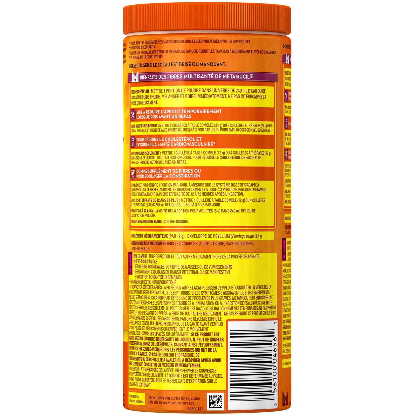 3 in 1 MultiHealth Fibre! Fiber Supplement Powder, Orange, 575 g