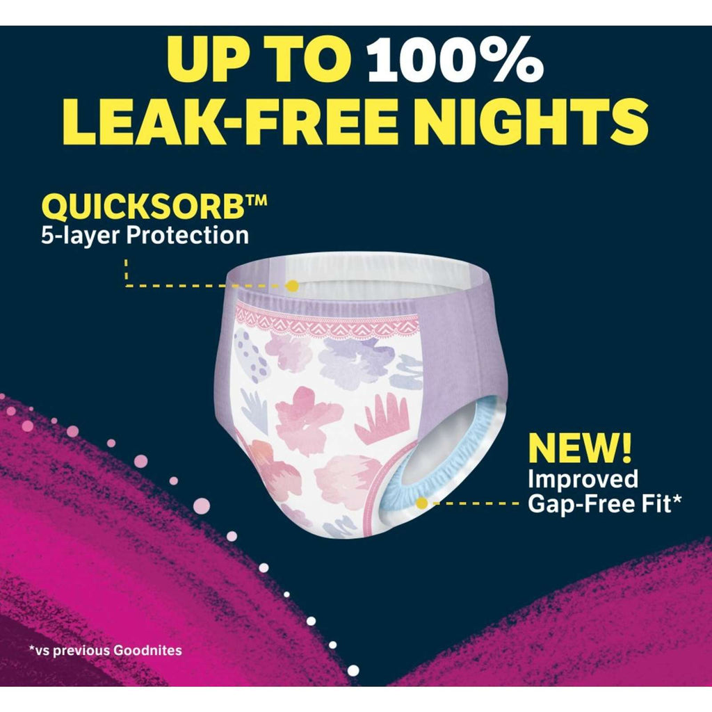 Goodnites Girls' Nighttime Bedwetting Underwear, Size Extra Large (95-140+ lb.), 9 Ct