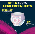 Goodnites Girls' Nighttime Bedwetting Underwear, Size Extra Large (95-140+ lb.), 9 Ct