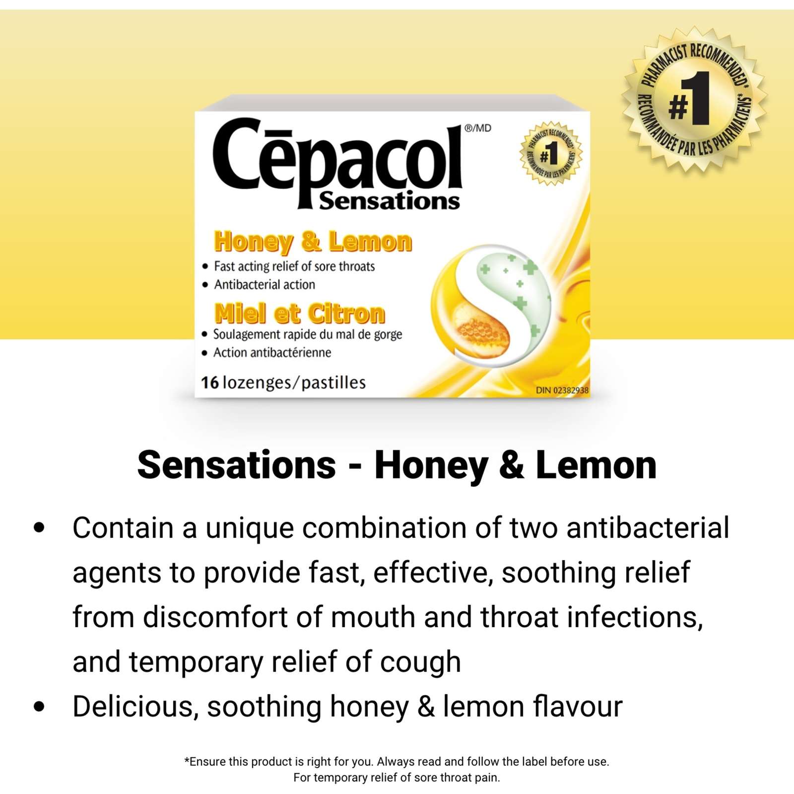 Cepacol® Extra Strength Sucrose Free Honey Lemon Value Pack, Sore Throat Lozenges, 16 ct