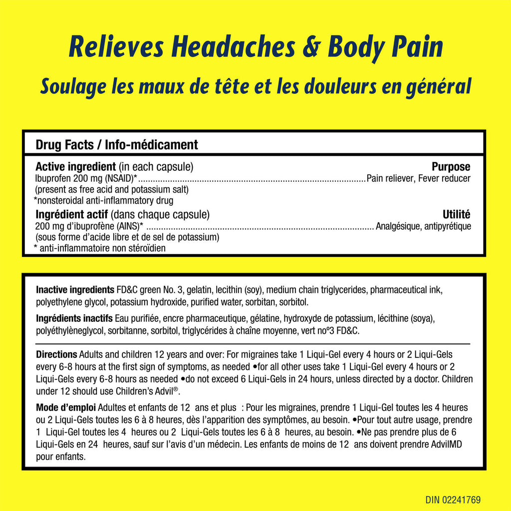 Advil Regular Strength Liqui-Gels Ibuprofen Capsules for Headaches and Pain Relief, 200 mg, 12 Count