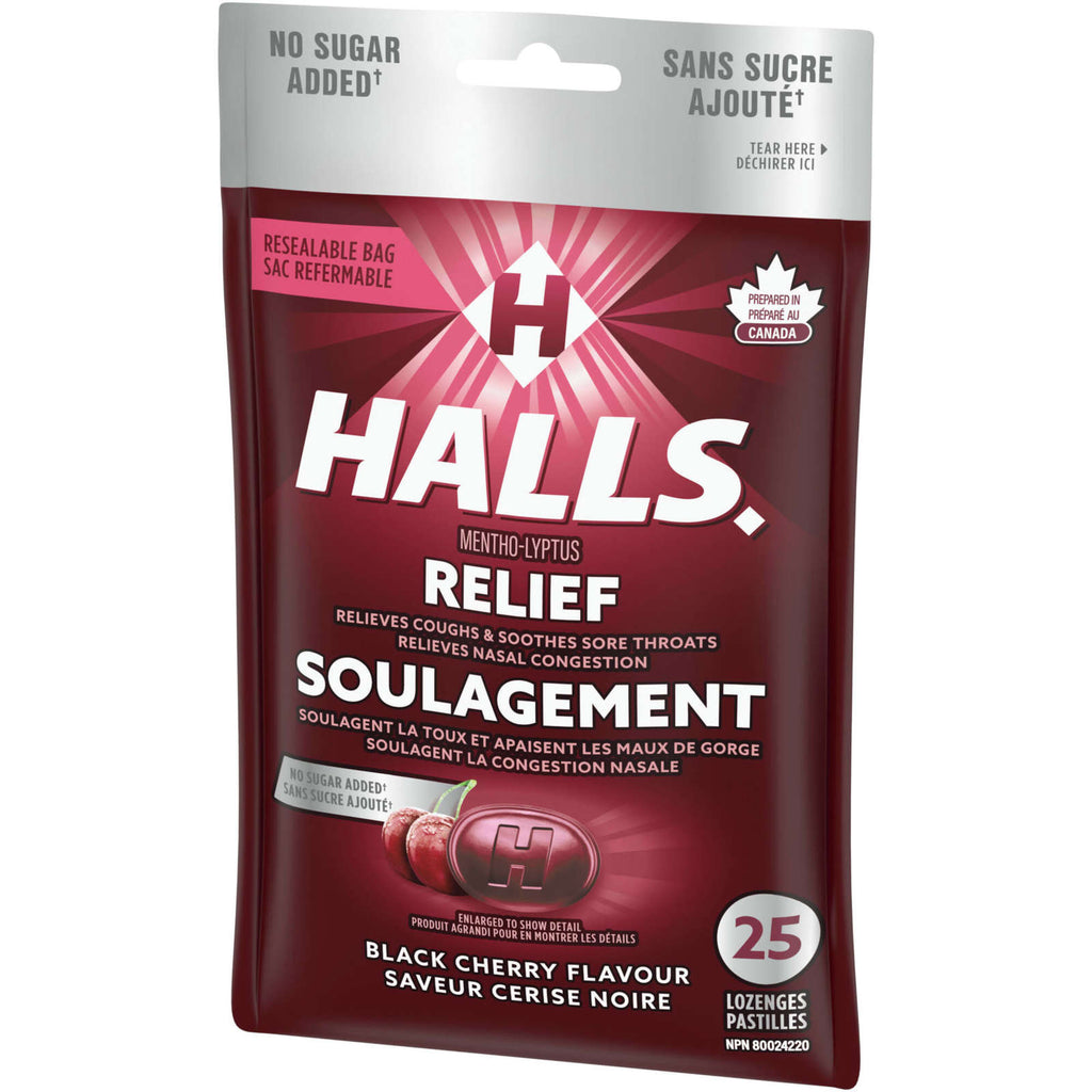 Halls Relief Mentho-Lyptus Black Cherry Flavour, 25 Cough Drops