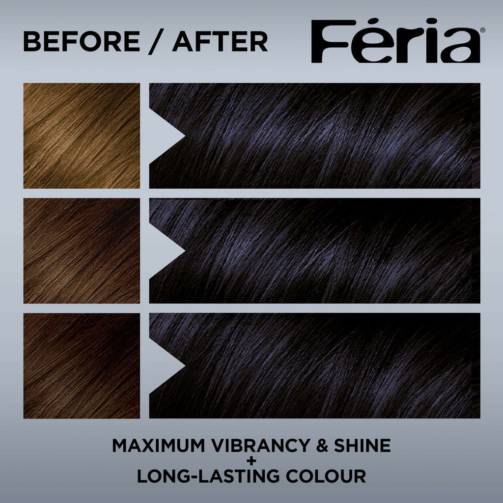 L'Oreal Paris Feria Midnight Bold, M10 Cosmic Azure Rich Blue Hair Dye, Permanent Hair Color for Women, Formulated for Dark Hair, For All Hair Types & Textures, 1 EA