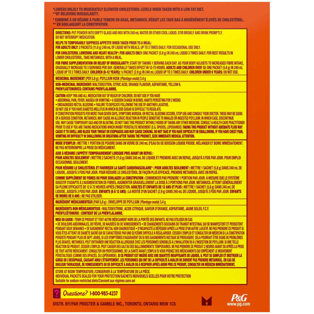 3 in 1 MultiHealth Fibre! Sugar-Free Fiber Suplement Powder Packets, Orange, 44 x 5.8 g
