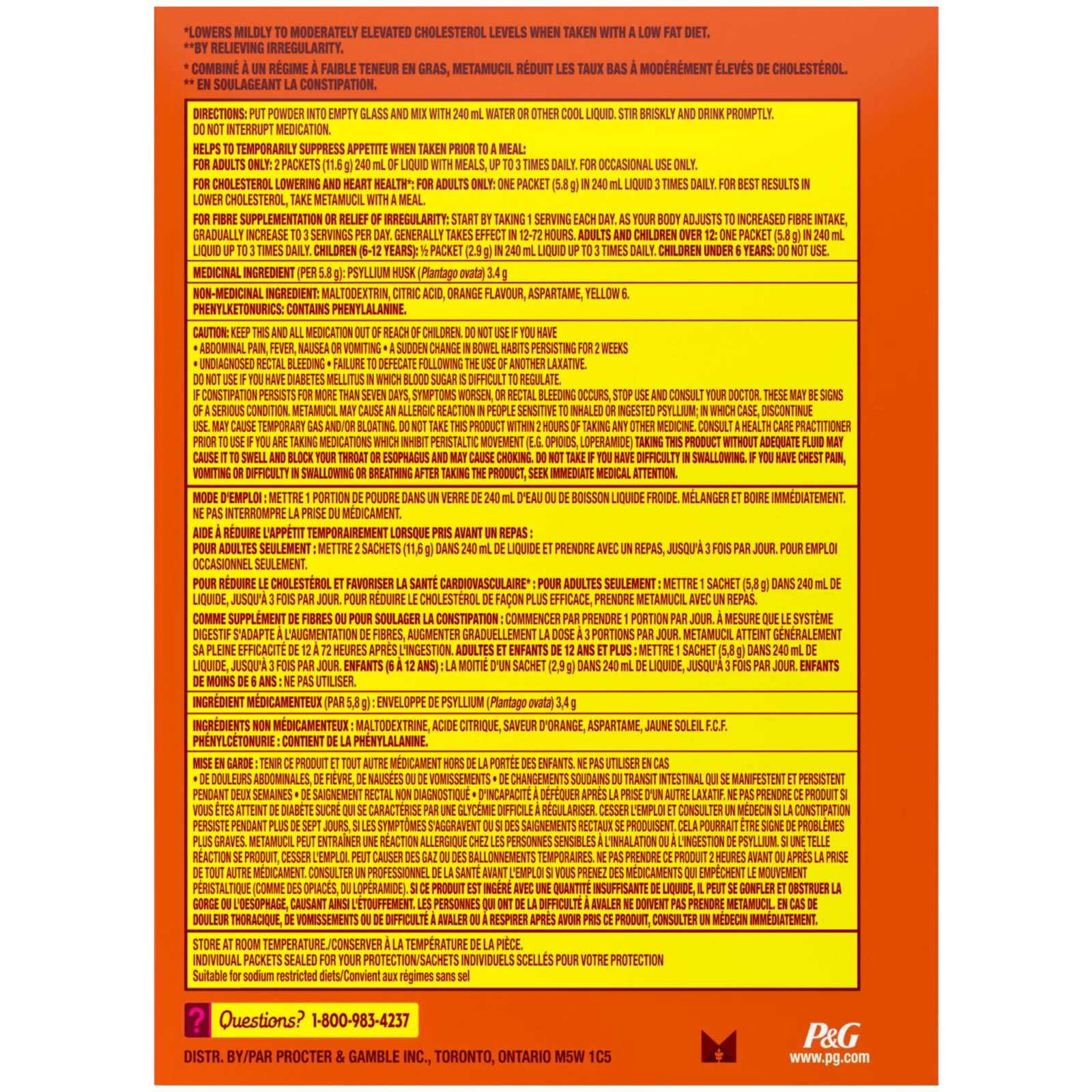 3 in 1 MultiHealth Fibre! Sugar-Free Fiber Suplement Powder Packets, Orange, 44 x 5.8 g