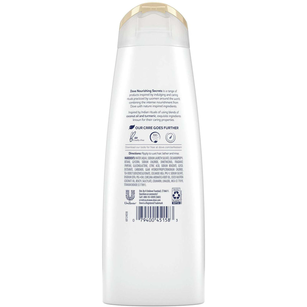 Dove Nourishing Secrets Shampoo for damaged hair Repairing Ritual with coconut oil and turmeric 355 ml