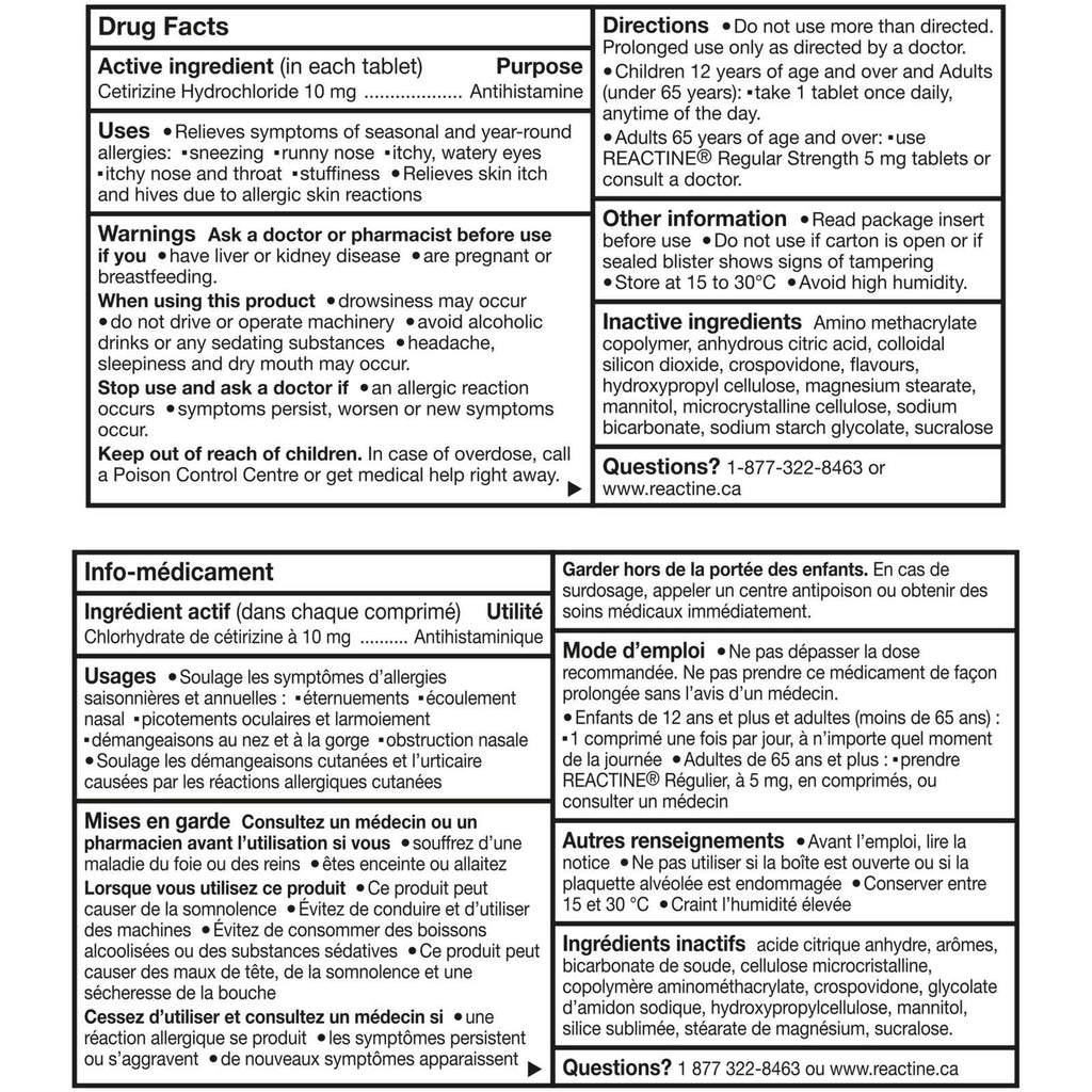 Reactine Rapid Dissolve Allergy Relief, Extra Strength, 48 Tablets