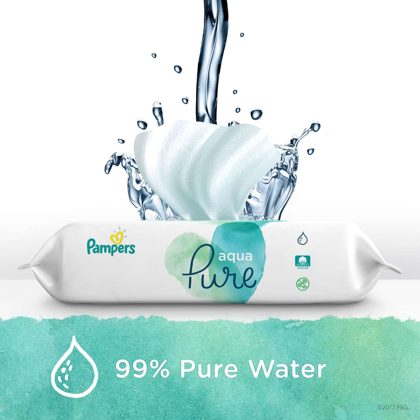 Pampers Aqua Pure Sensitive Baby Wipes 1X Pop-Top 56 Count