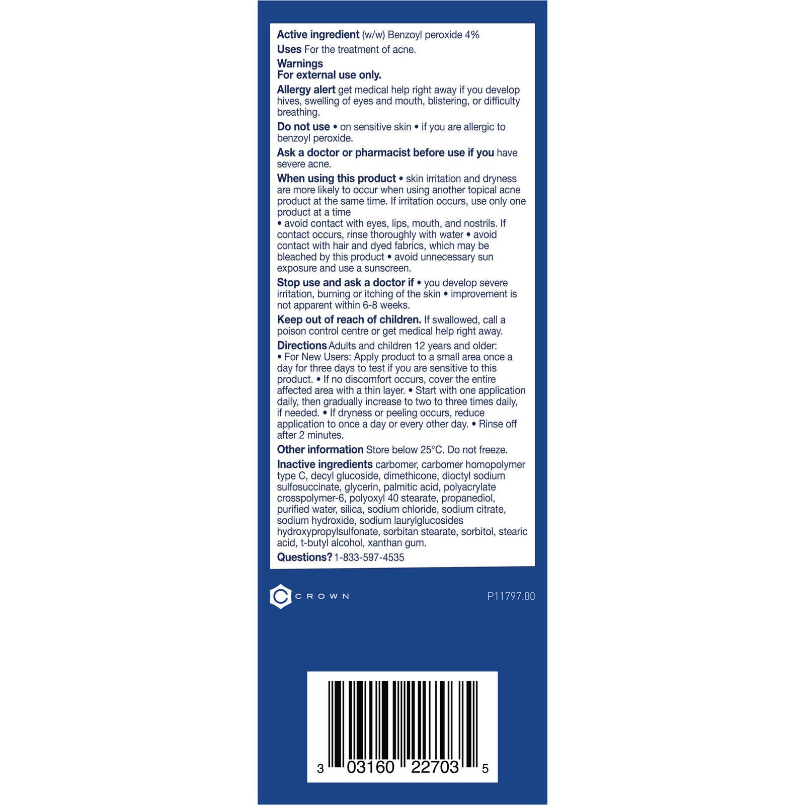 Acne Wash, 4% Benzoyl Peroxide Cream