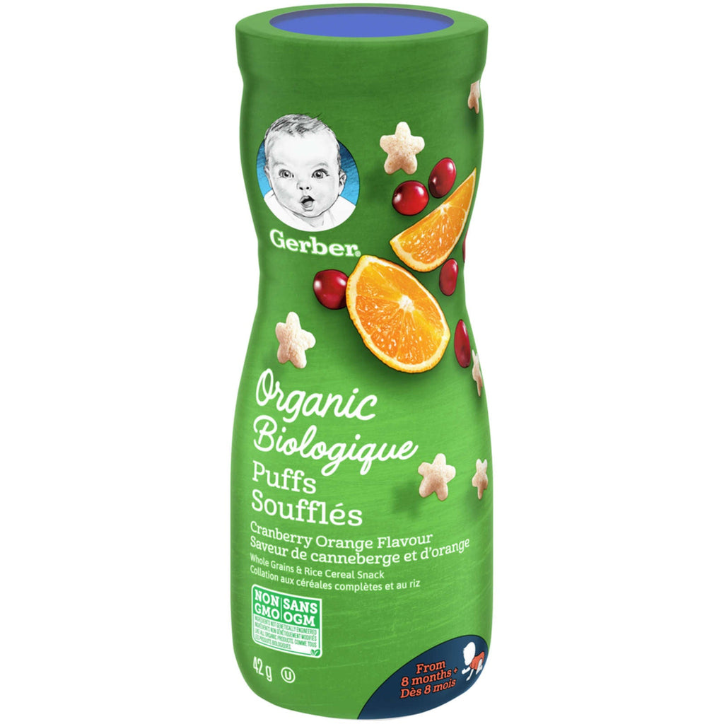 GERBER Organic Puffs, Cranberry Orange, Baby Snacks