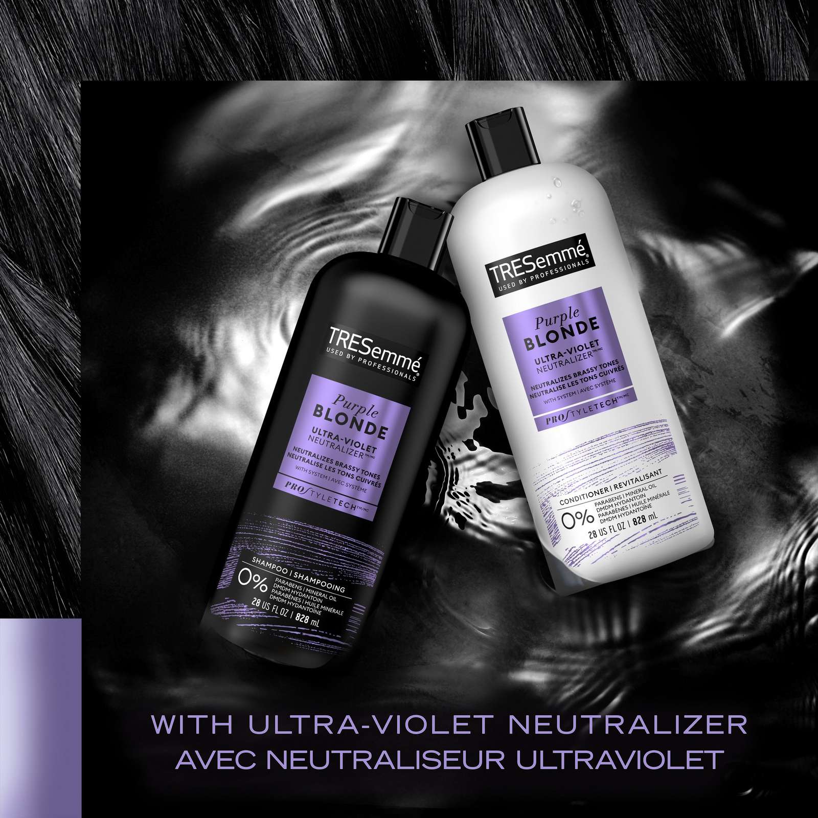 Purple Blonde Conditioner for blonde or silver coloured hair + Ultra-violet Neutralizer formulated with Pro Style Technology™ 828 ml