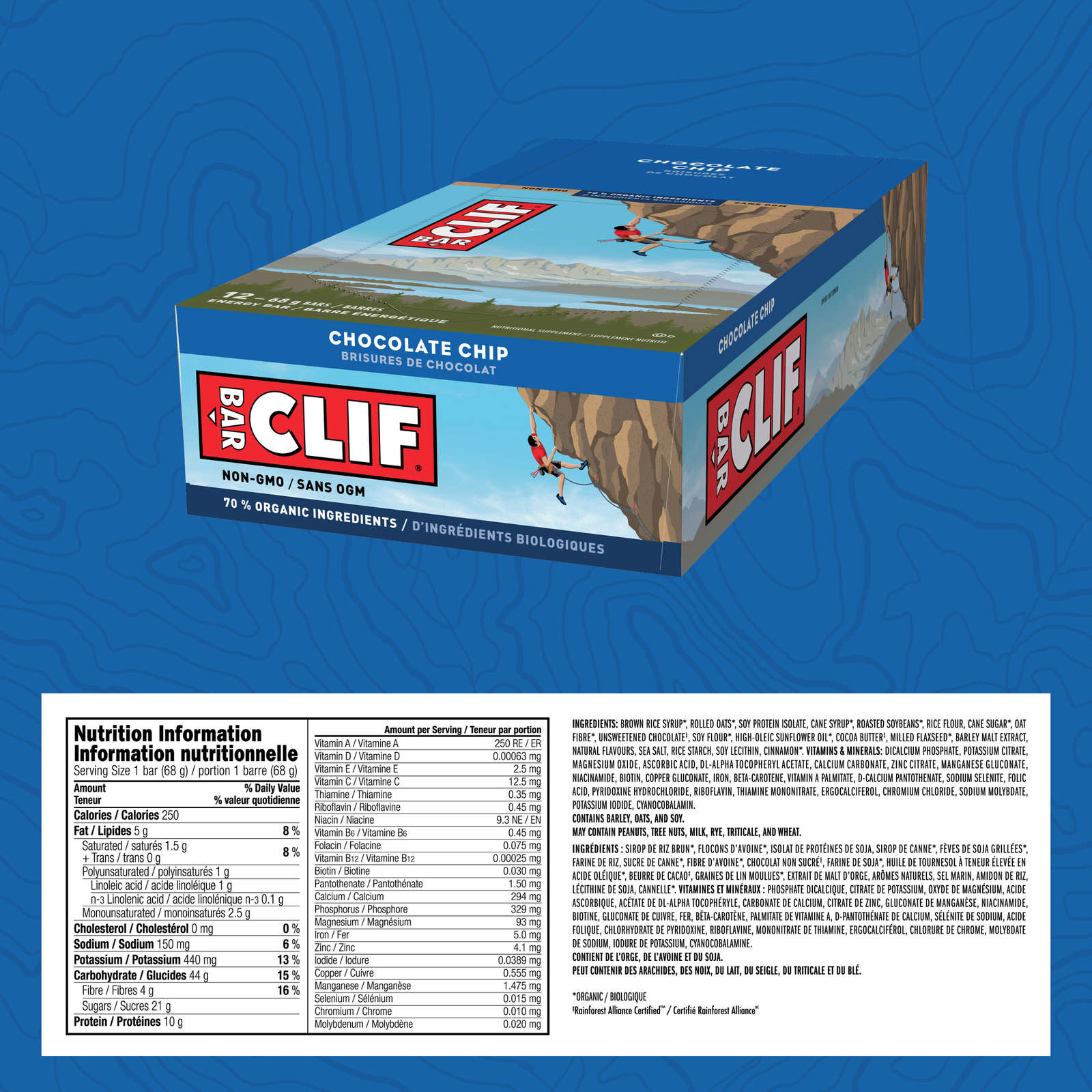 CLIF BAR - Energy Bars - Chocolate Chip - (68 Gram Protein Bars, 12 Count)
