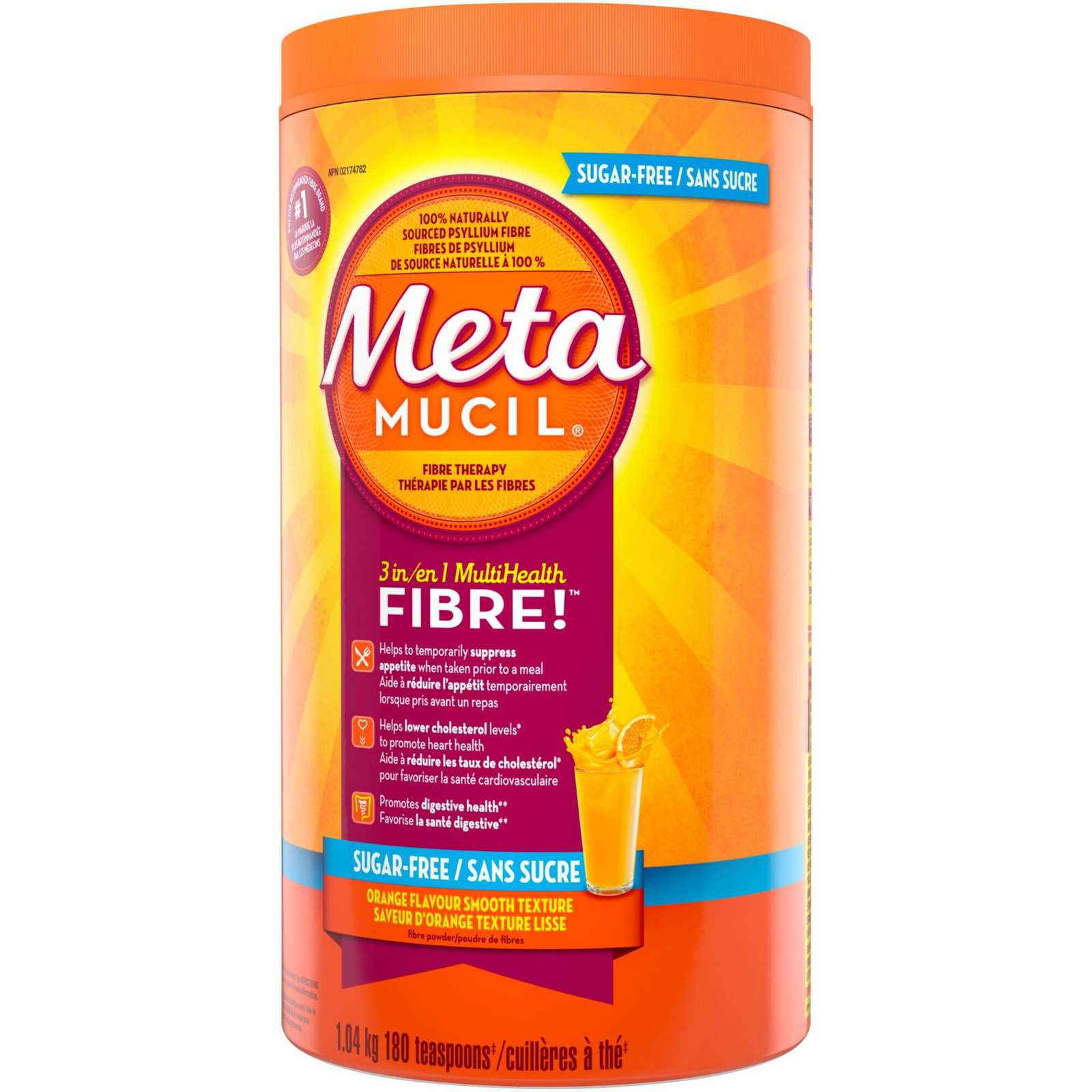 3 in 1 MultiHealth Fibre! Sugar-Free Fiber Suplement Powder, Orange, 1.04 kg
