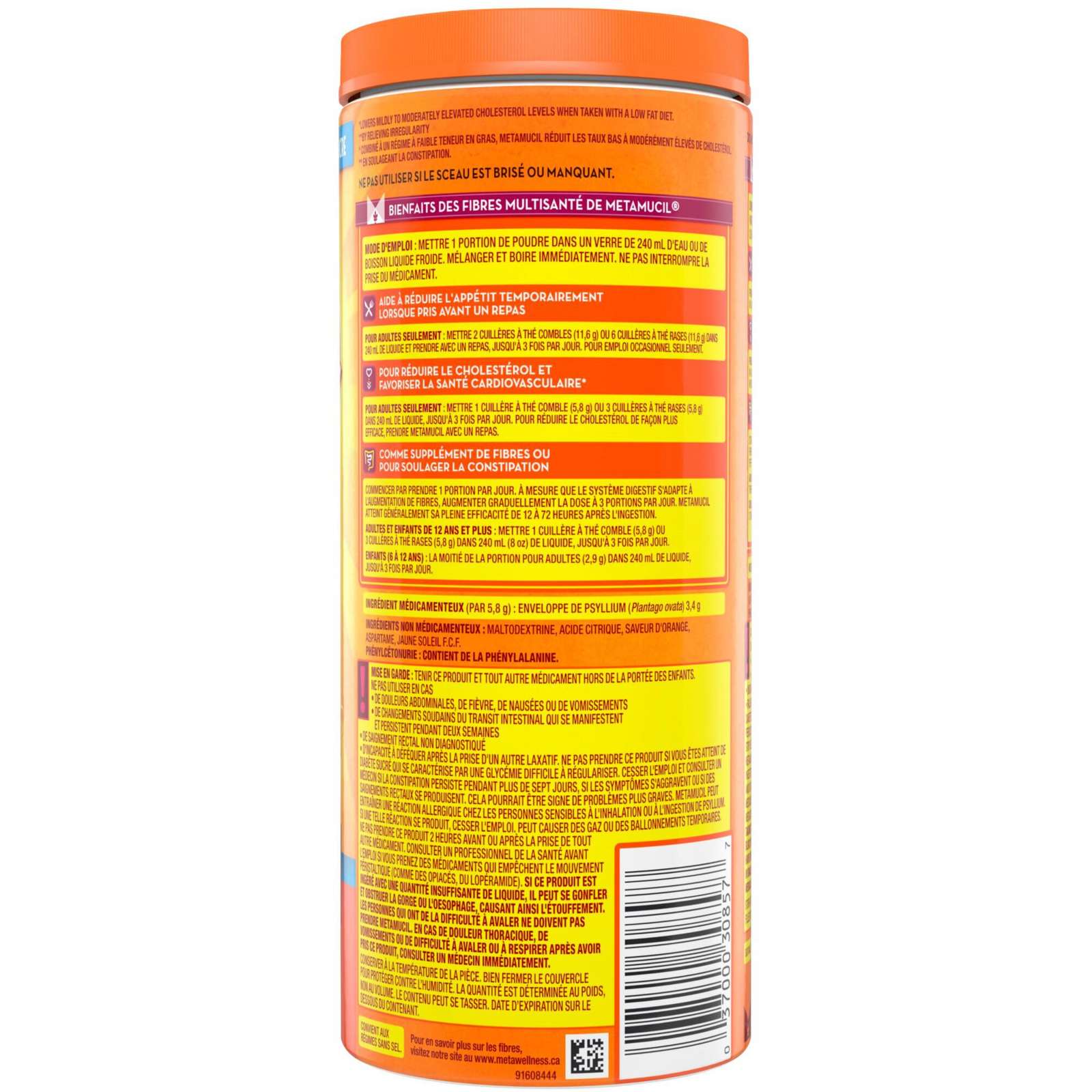 3 in 1 MultiHealth Fibre! Sugar-Free Fiber Suplement Powder, Orange, 425 g