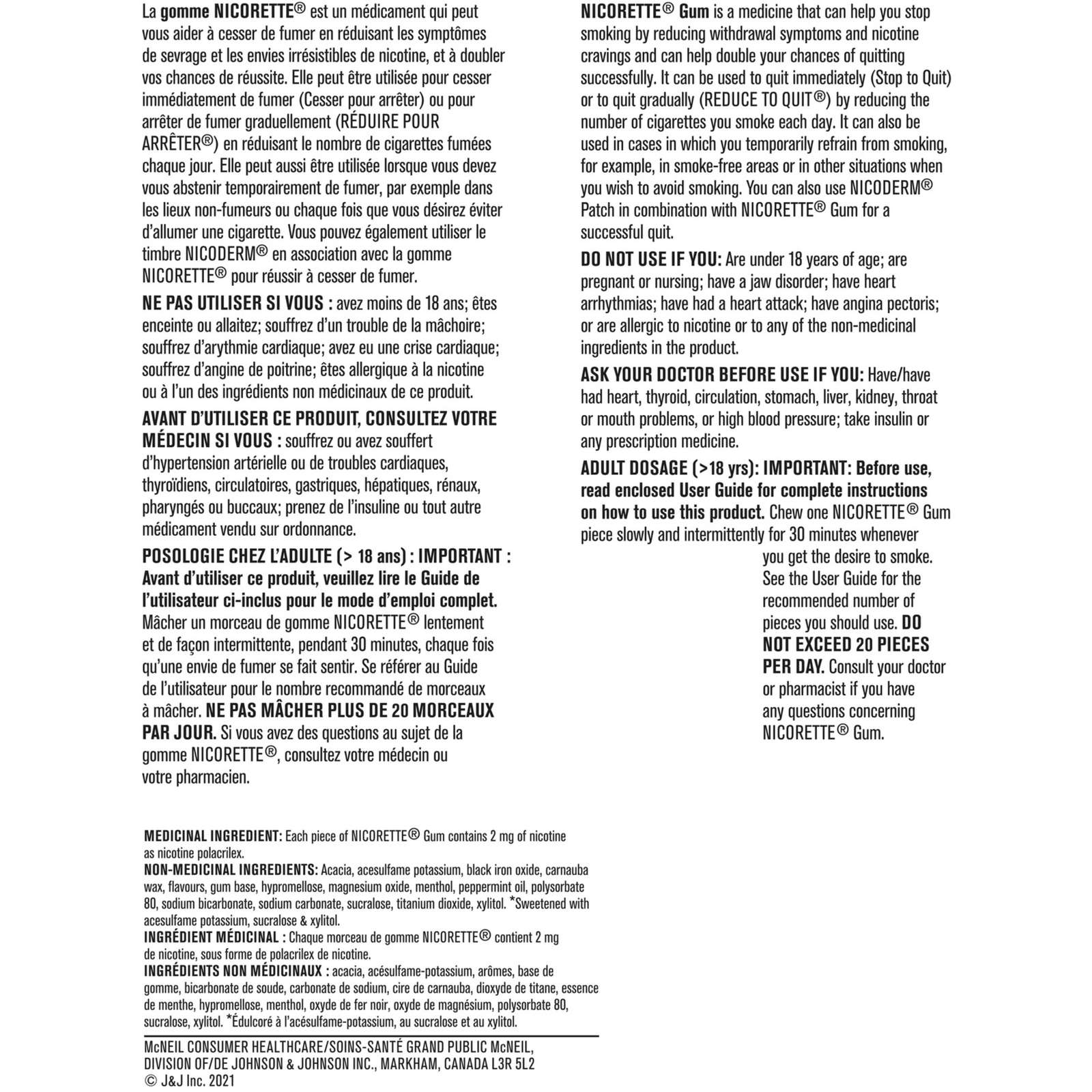 Nicotine Gum, 2 mg, Cinnamon Flavour