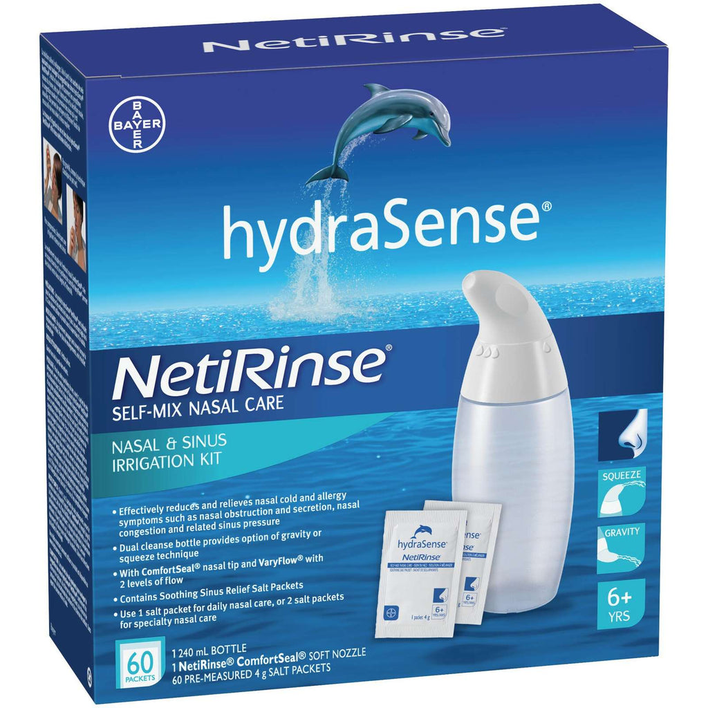 hydraSense NetiRinse 2-in-1 Nasal and Sinus Irrigation Kit, Helps Reduce and Relieve Nasal and Sinus Symptoms, 1 Kit