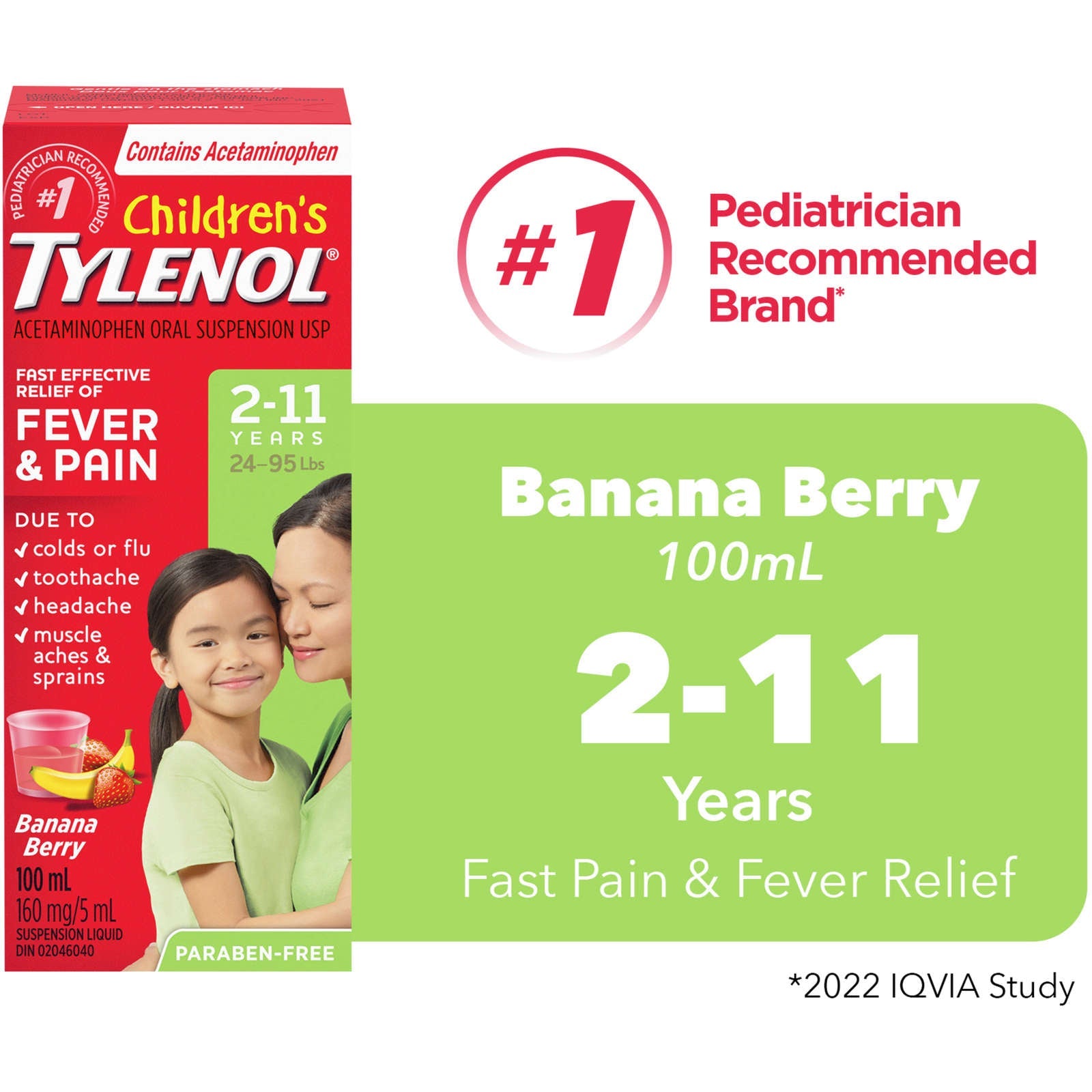 Children's Medicine, Fever & Pain, Banana Berry Liquid