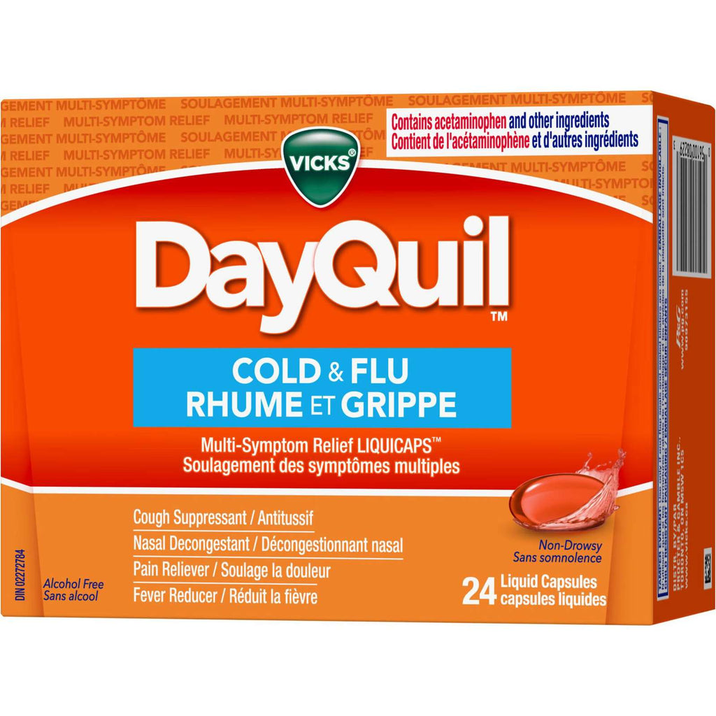 DayQuil Cold & Flu Multi-Symptom Relief Non-Drowsy Liquid Capsules, 24 Count