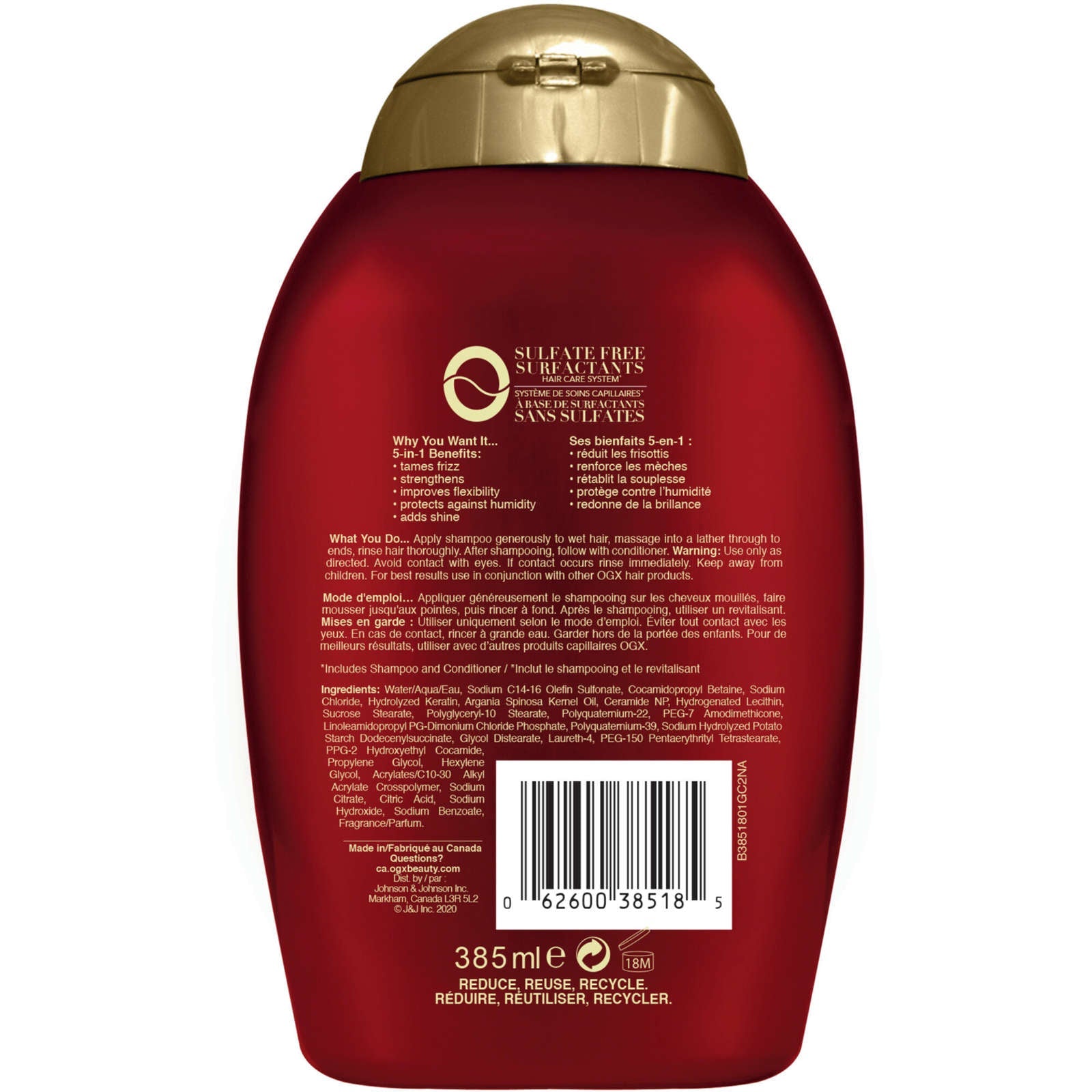 Frizz-Free + Keratin Smoothing Oil Shampoo, 5 in 1, for Frizzy or Shiny Hair