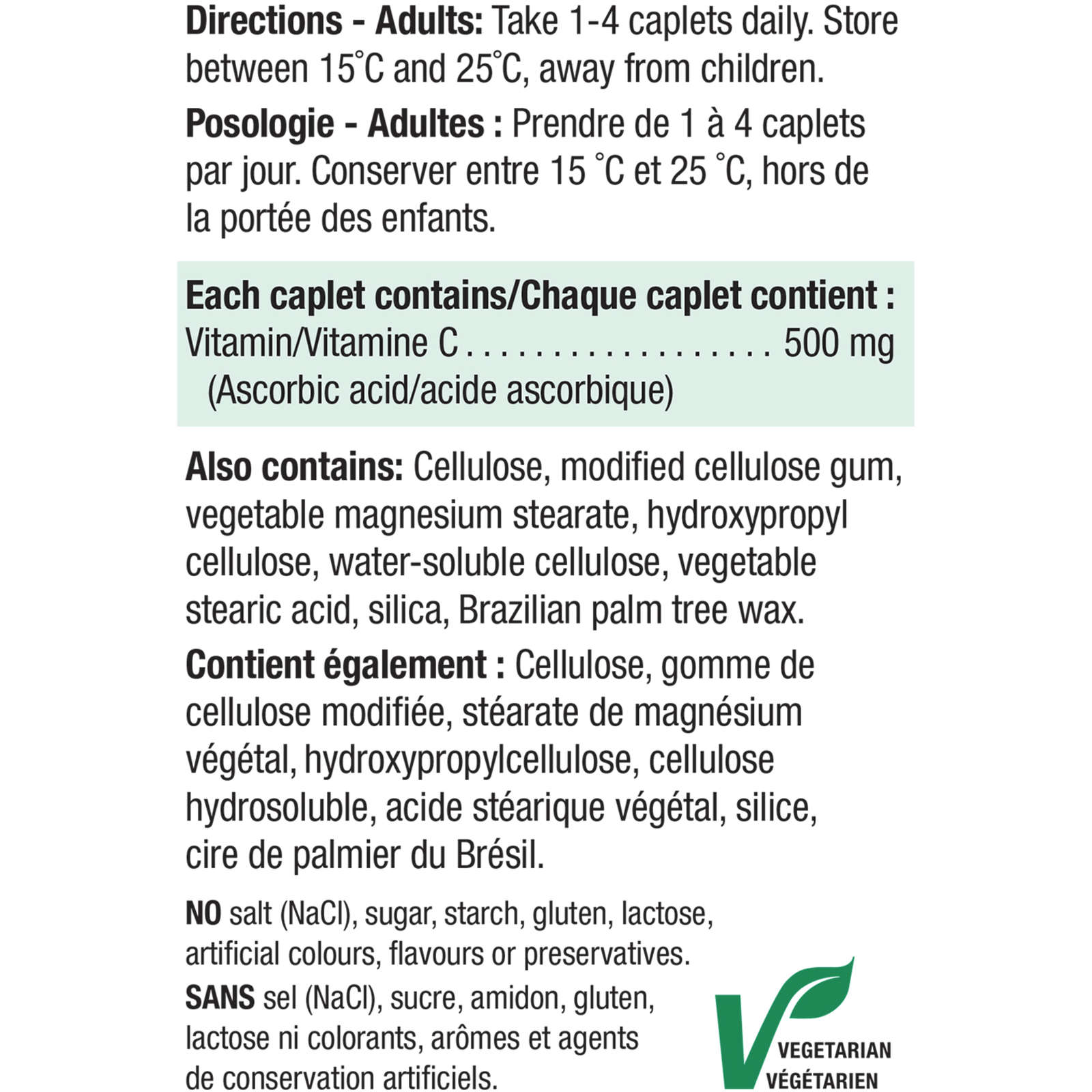 Vitamin C Caplets, 500 mg