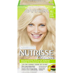 Garnier Nutrisse Hair Colour Cream with Avocado Oil for 100% Grey Coverage, 101 Light Ash Blonde Permanent Hair Dye, 1 Application