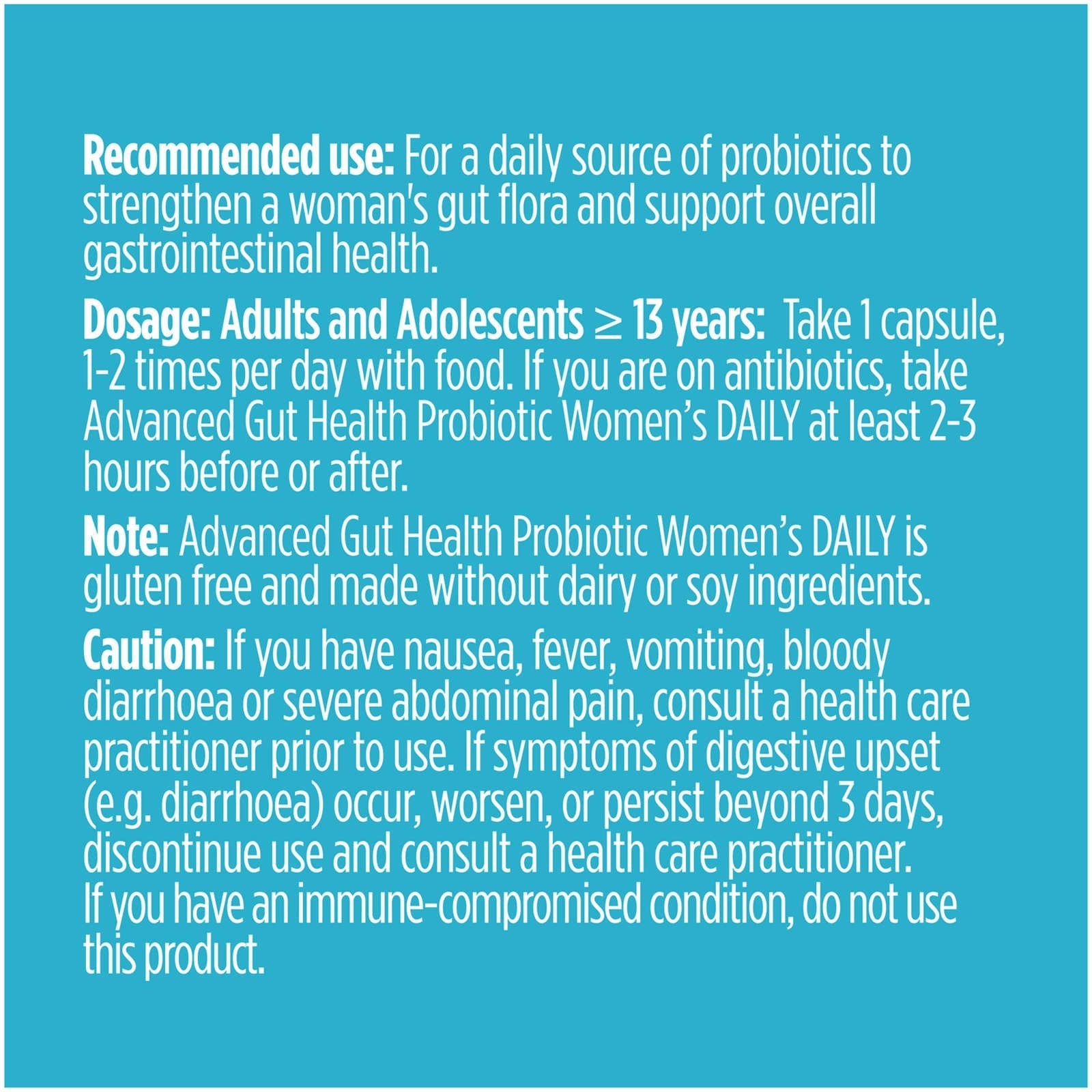 Advanced Gut Health Daily Probiotics for Women, 50 Billion CFU, 15 Diverse Strains