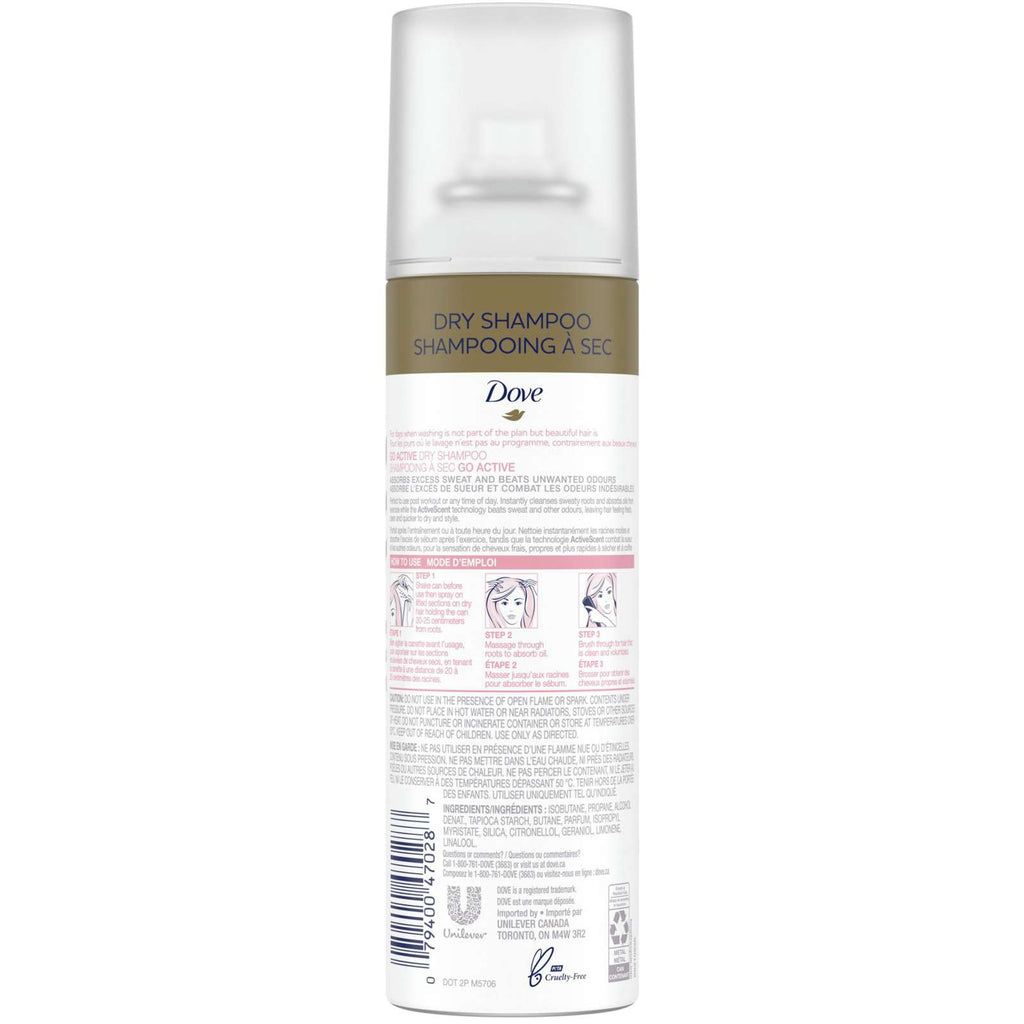 Dove Care Between Washes Dry Shampoo for oily hair Go Active 24 hours of sweat and odour resistance 142 g