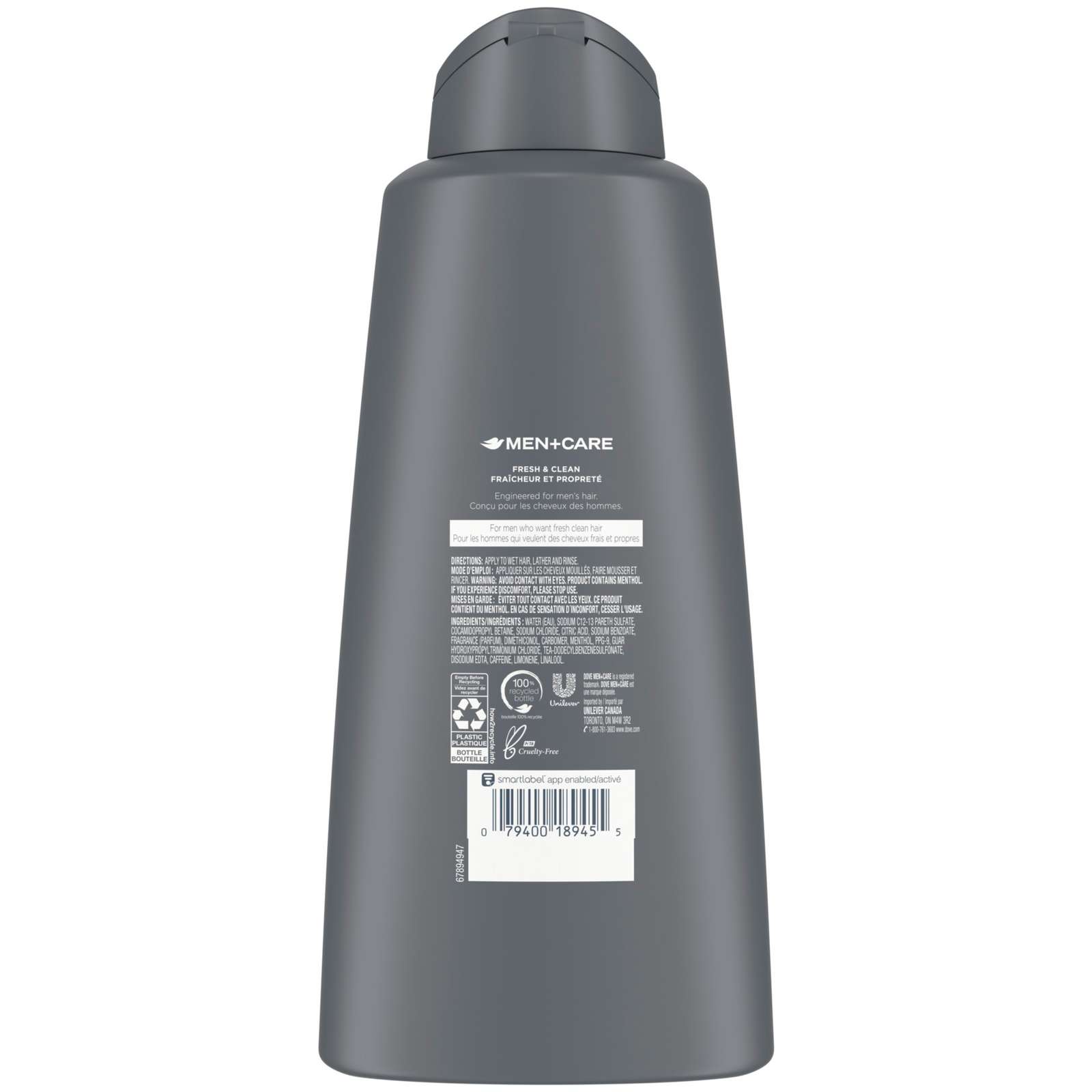 Dove Men+Care Fortifying Shampoo & Conditioner 2in1 for daily use Fresh Clean with caffeine and menthol 750 ml
