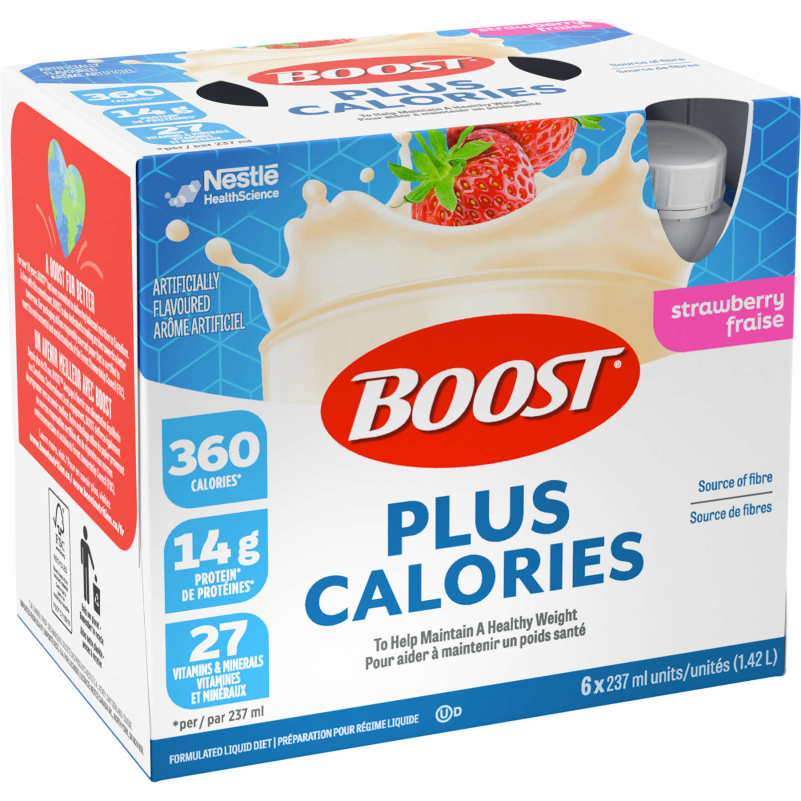 PLUS Calories Strawberry Formulated Liquid Diet Drink,6 x 237 ml