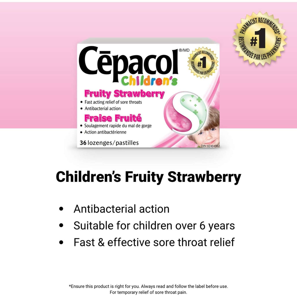 Cepacol® Children’s Fruity Strawberry, Sore Throat Lozenges, 36 ct