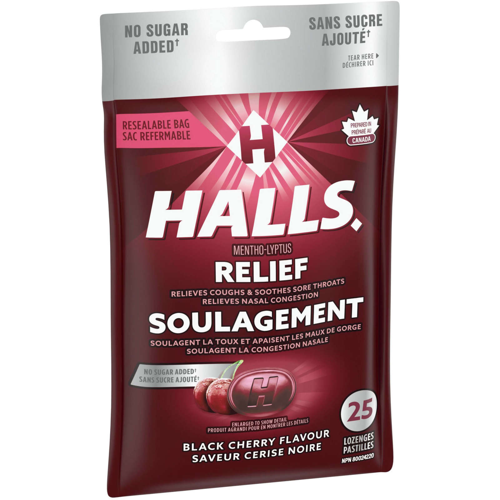 Halls Relief Mentho-Lyptus Black Cherry Flavour, 25 Cough Drops