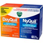 DayQuil Cold & Flu Multi-Symptom Relief Liquid Capsules + Vicks NyQuil Cold & Flu Multi-Symptom Relief Liquid Capsules, Total 48 Count