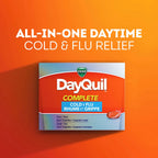 Vicks DayQuil Complete Cold, Flu and Congestion Medicine, 36 Liquicaps, Maximum Strength, Relieves Cough, Sore Throat, Fever, Chest Congestion, Liquid Capsules