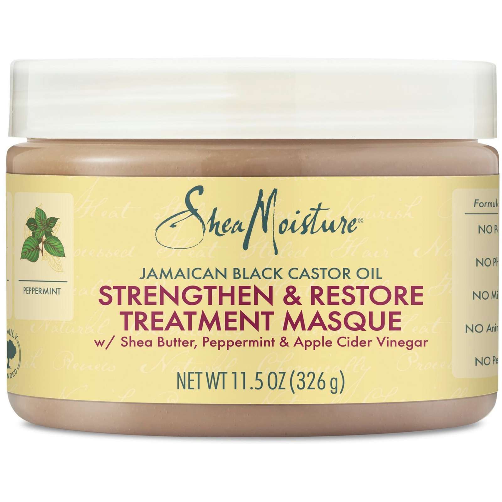 Strengthen & Restore Hair Treatment Masque for dry hair Jamaican Black Castor Oil deep conditioner with Shea Butter, Peppermint and Apple Cider Vinegar 326 g
