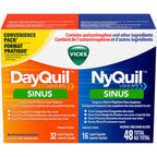 DayQuil Sinus Liquid Capsules + Vicks NyQuil Sinus Liquid Capsules, Total 48 Count