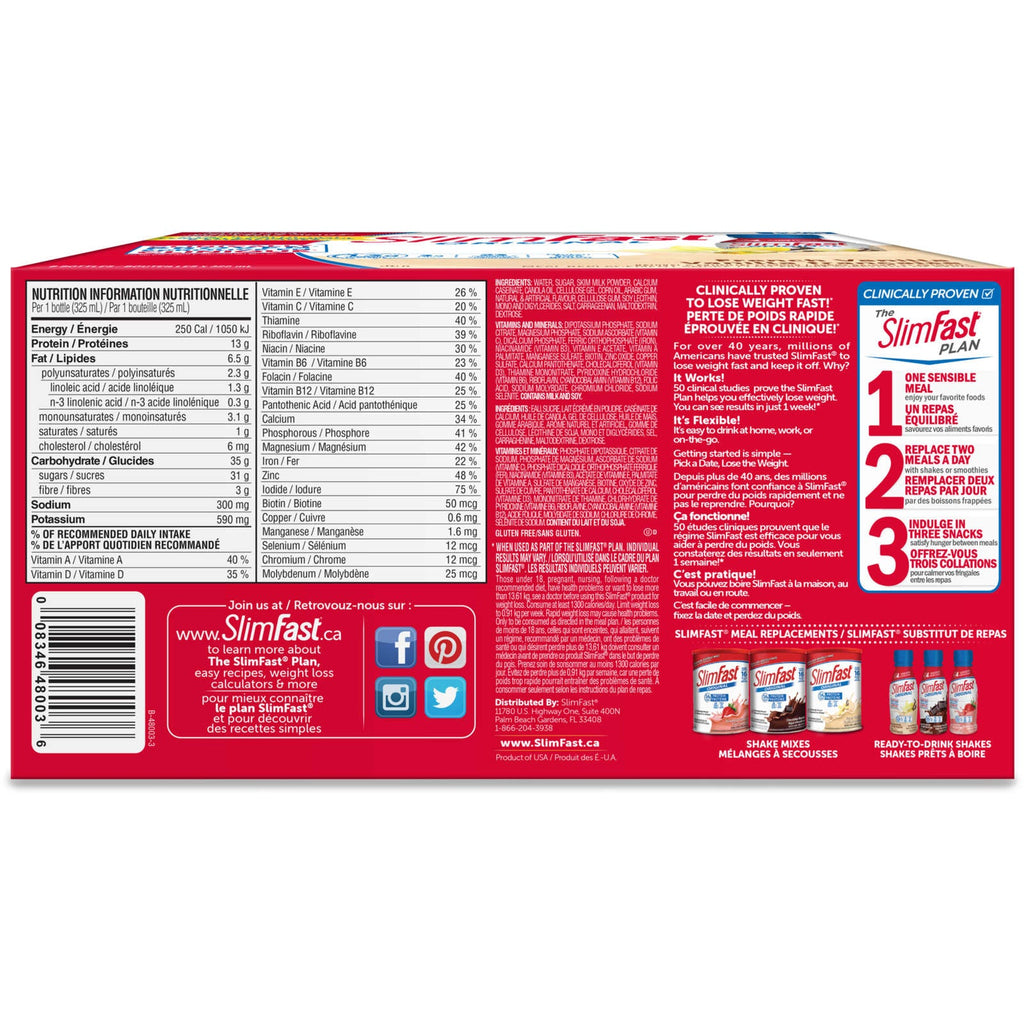 Original Ready to Drink Meal Replacement Shakes with 13g of Protein, 3g of Fibre Plus 23 Vitamins and Minerals