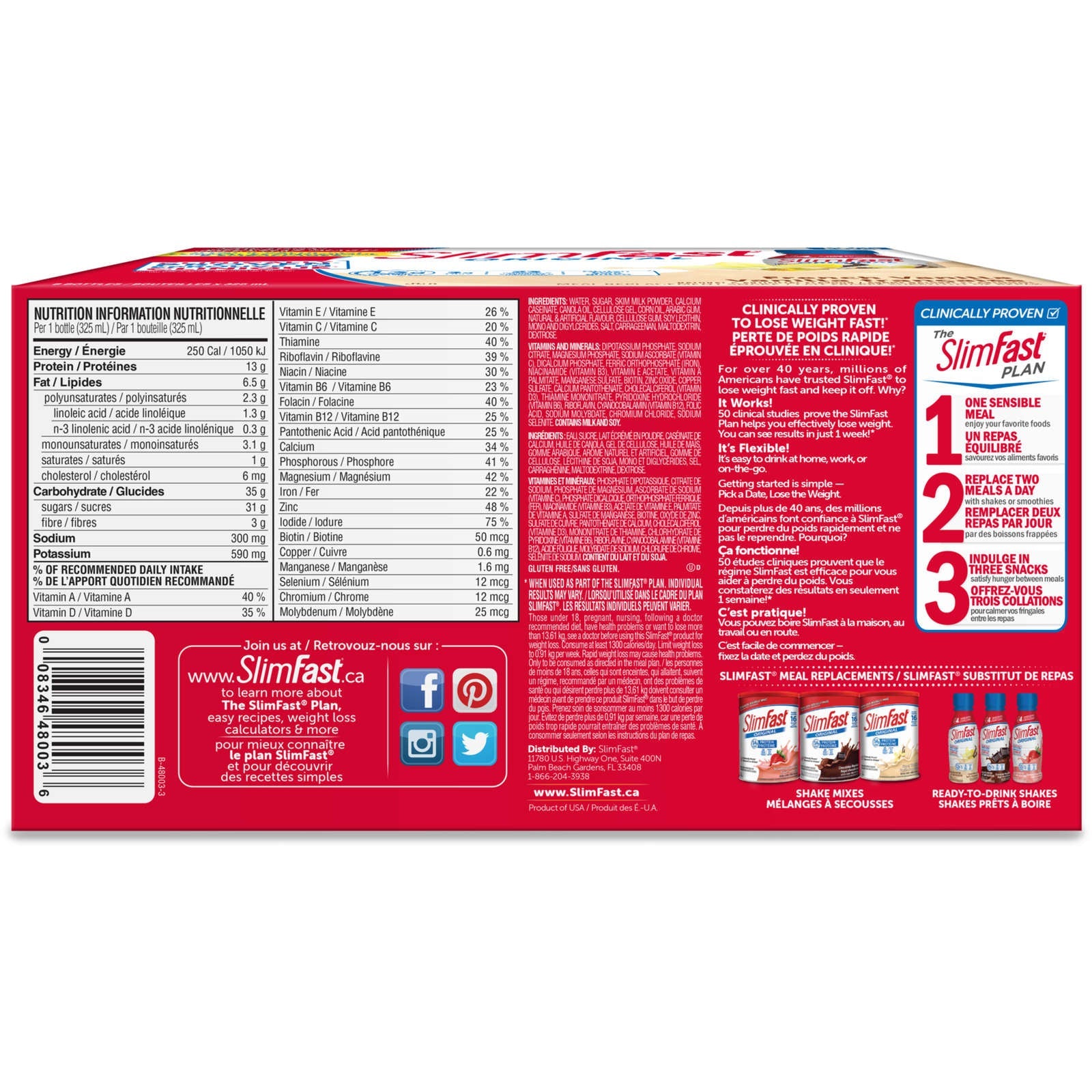 Original Ready to Drink Meal Replacement Shakes with 13g of Protein, 3g of Fibre Plus 23 Vitamins and Minerals