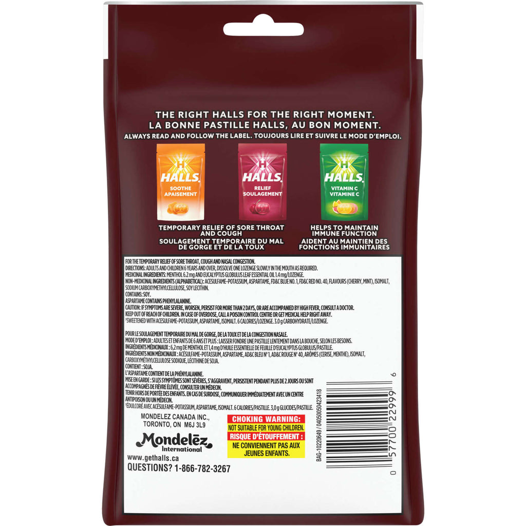 Halls Relief Mentho-Lyptus Black Cherry Flavour, 25 Cough Drops