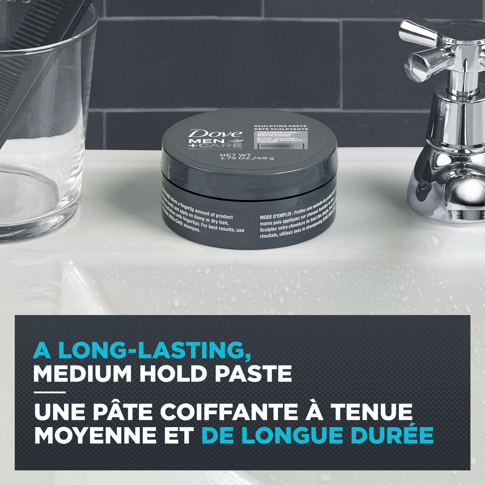 Dove Men+Care  Molding Hair Paste for men's hair styling Medium Hold textured look + matte finish 49 g
