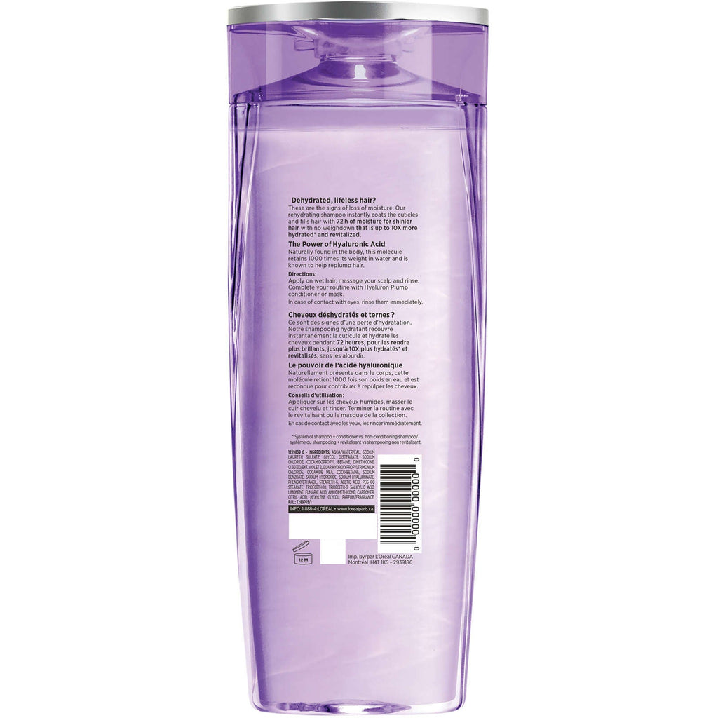 L'Oreal Paris Hair Expertise Hyaluron Plump Shampoo with Hyaluronic Acid for Dry Hair, Adds Moisture, For Hair Hydration, 591ml