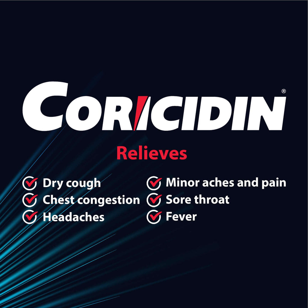 Coricidin Decongestant Free Cough and Cold Medicine - Cough, cold and flu medicine for adults – Effective Symptom Relief From Sore Throat, Cough, Chest Congestion, Fever, and Headaches, 24 Liquid Gels