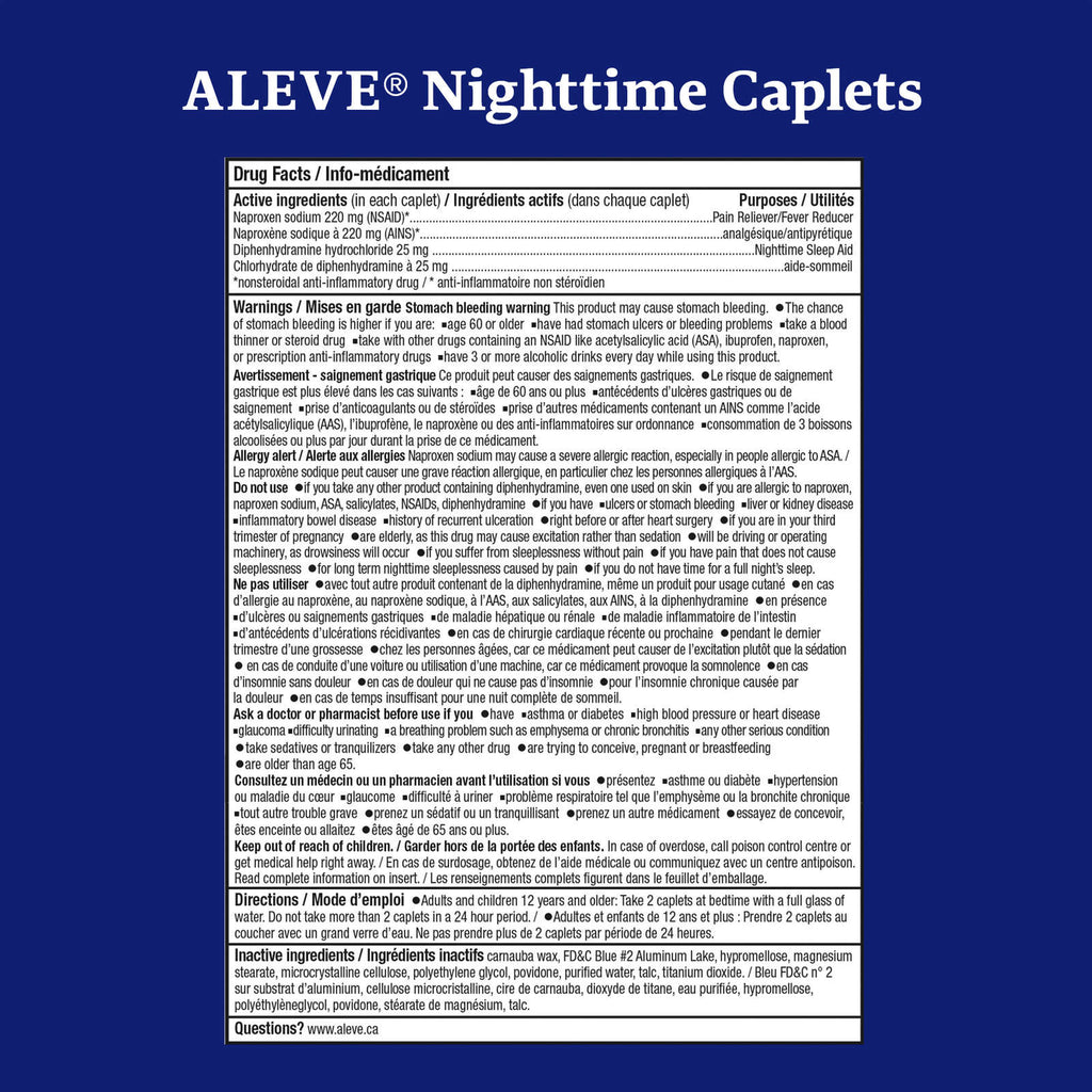 ALEVE Nighttime, Pain Reliever and Sleep Aid, Naproxen Sodium, 40 Caplets