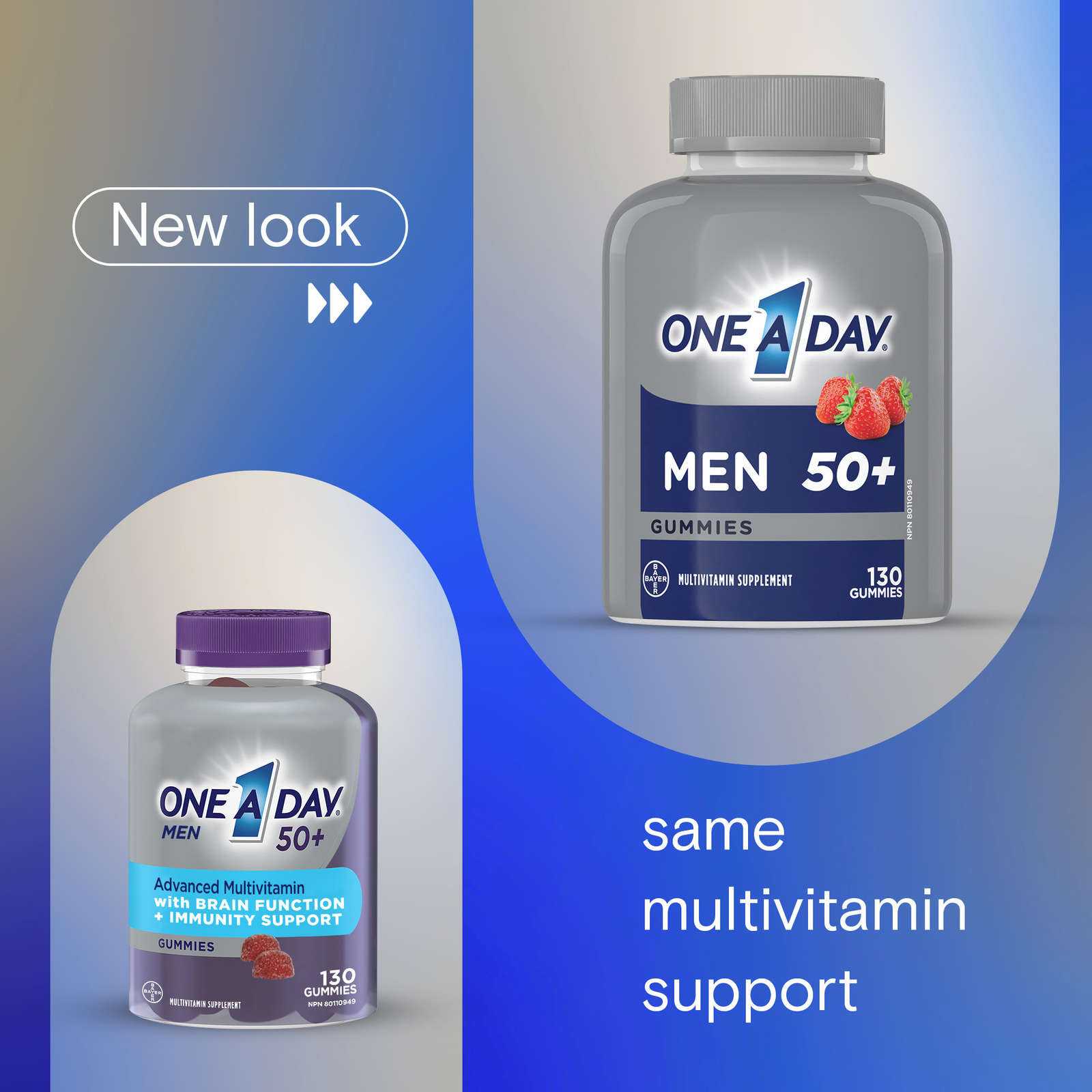 One A Day Men 50 Plus Multivitamin Gummies- Advanced Multivitamin Gummy with Immunity Support & B-Complex, Formulated with Vitamins & Minerals for Men 50+, 130 Gummies
