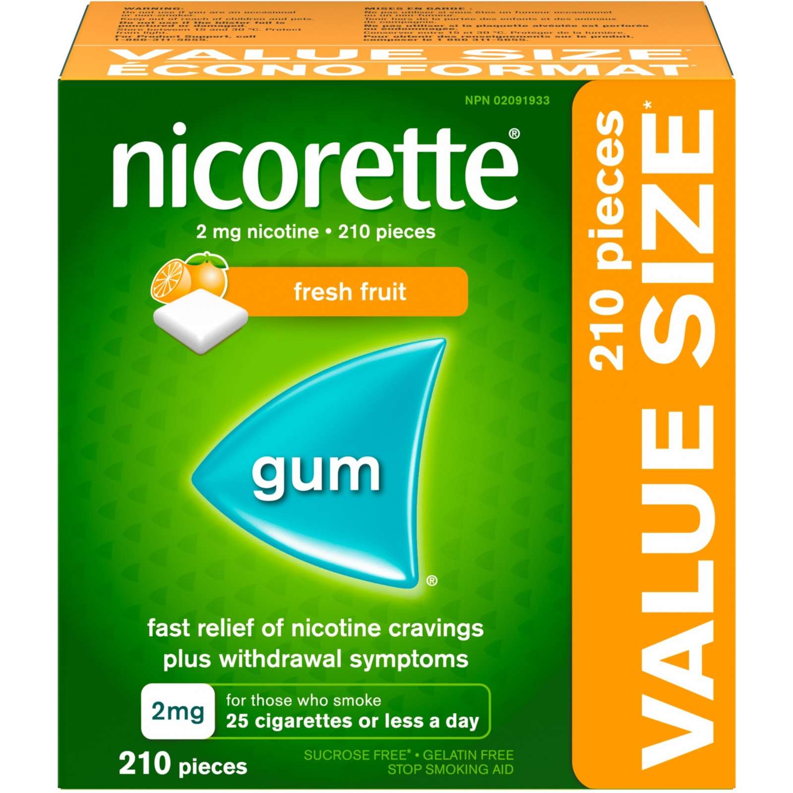 Nicotine Gum, Quit Smoking Aid, fresh Fruit, 2mg